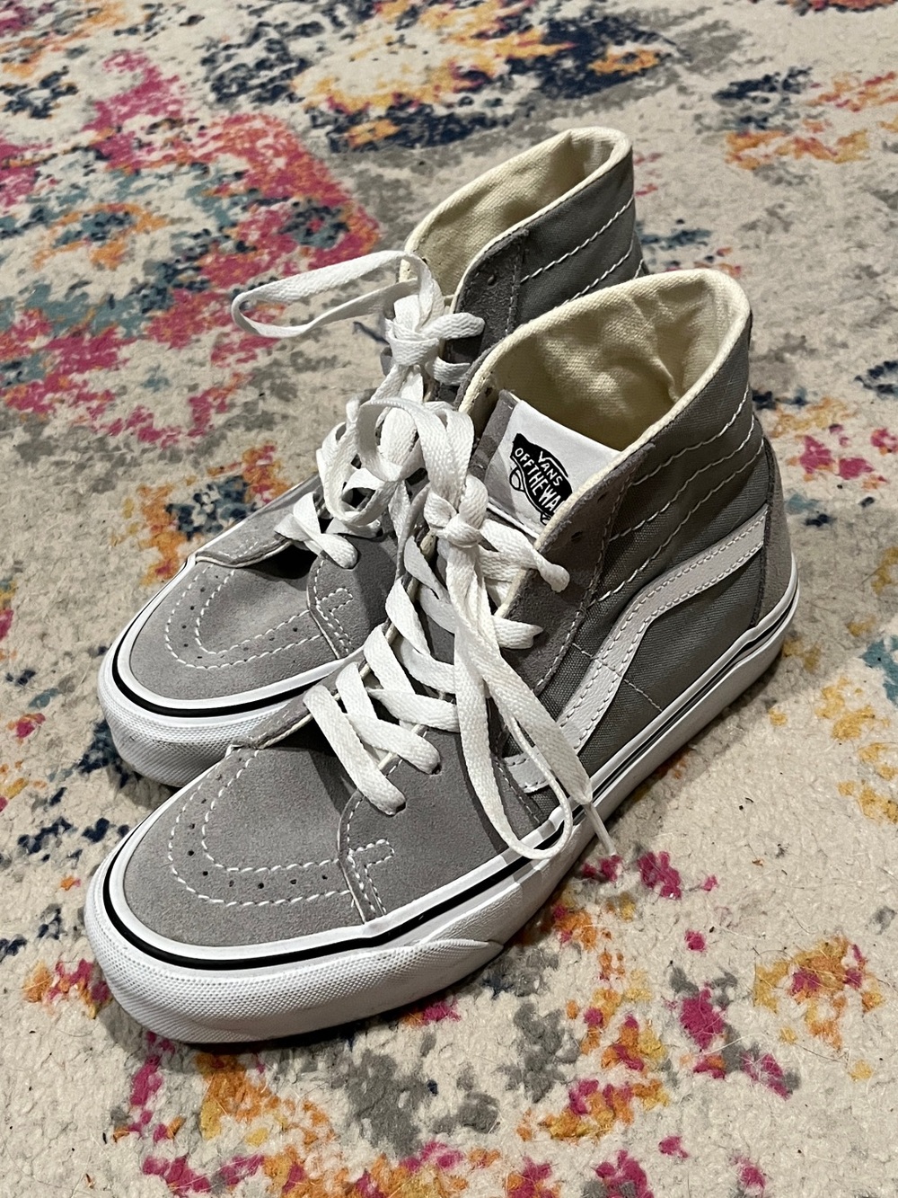 Vans Gray and White Sk8-Hi High-Top Sneakers